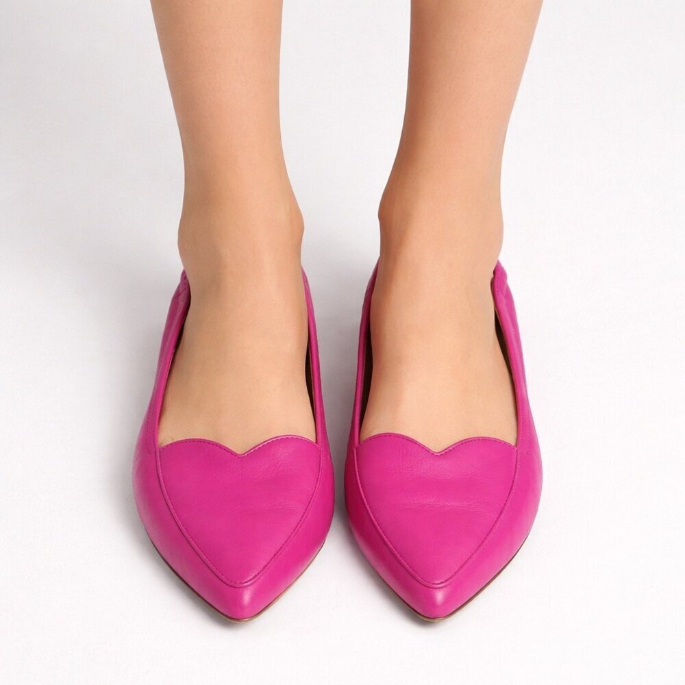 hot pink leather Claudia Heart Ballet Flats